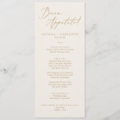 繊細な金ゴールド書道クリームブーンのアペティトメニュー メニュー (正面)