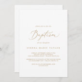 繊細な金ゴールド書道バプテスマ 招待状 (正面/裏面)