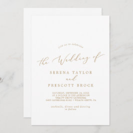 繊細な金ゴールド書道モノグラムバック結婚ズ 招待状