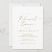 繊細な金ゴールド書道リハーサルディナー 招待状 (正面)