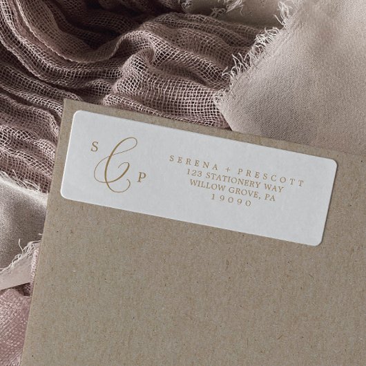 繊細な金ゴールド書道差出人住所ラベル ラベル