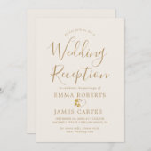 繊細な金ゴールド書道結婚式のレセプション 招待状 (正面/裏面)