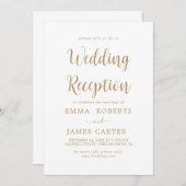 繊細な金ゴールド書道結婚式のレセプション 招待状 (正面/裏面)