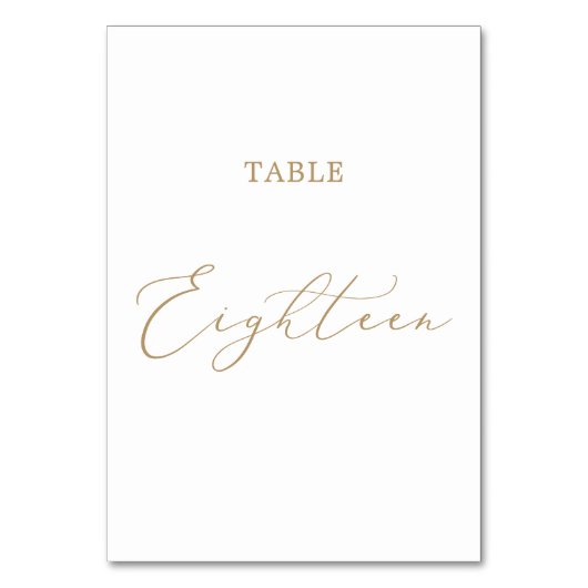 繊細な金ゴールド書道表18 テーブルナンバー (正面)