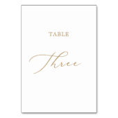 繊細な金ゴールド書道表3つの表番号 テーブルナンバー (正面)