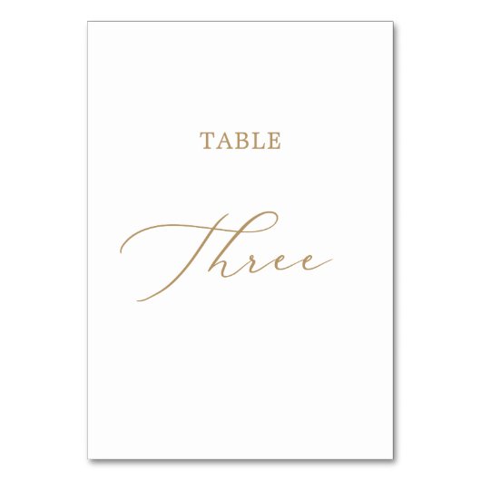 繊細な金ゴールド書道表3つの表番号 テーブルナンバー (正面)