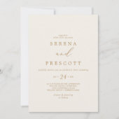 繊細な金ゴールド書 |クリーカジュアルム結婚 招待状 (正面)