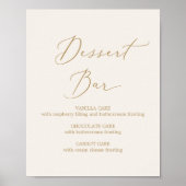 繊細な金ゴールド書 |クリームデザートバー ポスター (正面)