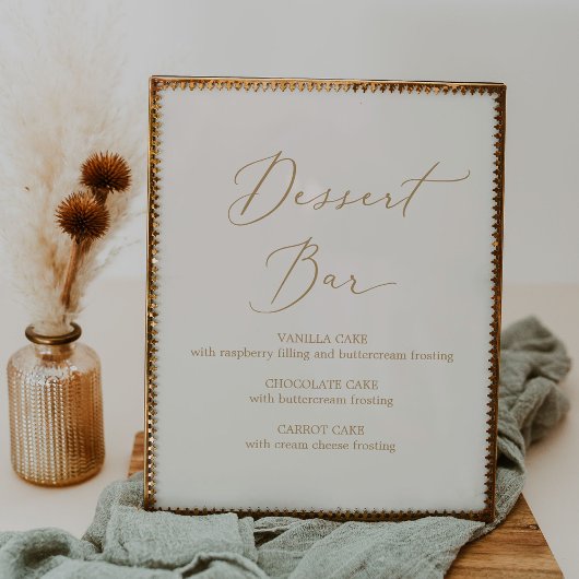 繊細な金ゴールド書 |クリームデザートバー ポスター