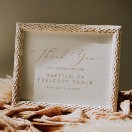 繊細な金ゴールド書 |クリームバプテスマの好意 ポスター