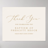 繊細な金ゴールド書 |クリームバプテスマの好意 ポスター (正面)