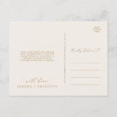 繊細な金ゴールド書 |クリーム感謝していはがき ポストカード (裏面)