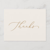 繊細な金ゴールド書 |クリーム感謝していはがき ポストカード (正面)