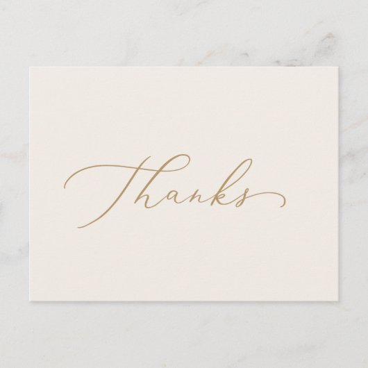繊細な金ゴールド書 |クリーム感謝していはがき ポストカード (正面)