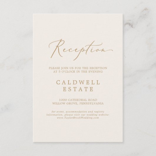 繊細な金ゴールド書 |クリーム披露宴 エンクロージャーカード (正面)