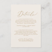 繊細な金ゴールド書 |クリーム詳細 エンクロージャーカード (正面)