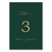 繊細な金ゴールド書 |グリーンテーブル番号 テーブルナンバー (裏面)