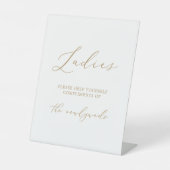 繊細な金ゴールド結婚書道のレディースバスルーム 台座サイン (正面)