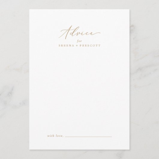 繊細な金ゴールド結婚書 アドバイスカード (正面)