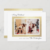 繊細な金ゴールド縁ど | クリスマスファミリー2の写真 ポストカード (正面/裏面)