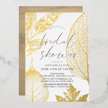繊細な金ゴールド葉ブライダルシャワー
