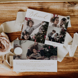 繊細な金ゴールド賛美4写真クリスマスニュースレター シーズンカード