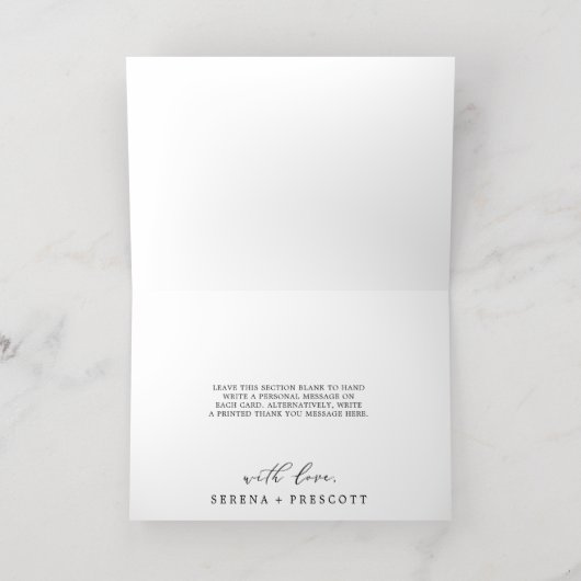 繊細な金箔結婚の写真ありがとう 箔シーズンカード (内側レイダウン)