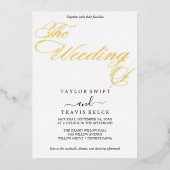 繊細な金箔 | ブラック結婚ズ 箔招待状 (正面)