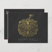 繊細な金色の装飾が施されたかぼちゃの秋の挨拶 ポストカード (正面/裏面)