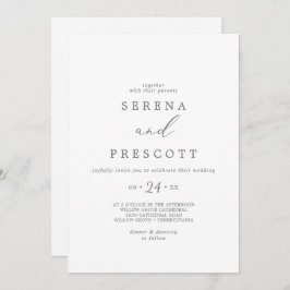 繊細な銀カジュアル書結婚の 招待状