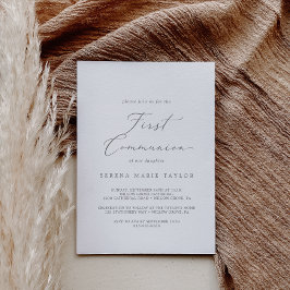 繊細な銀書第1聖餐式 招待状