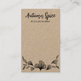 繊細な銀杏の葉のイヤリングディスプレイカード 名刺