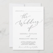 繊細な銀色のゲスト結婚名 招待状 (正面)