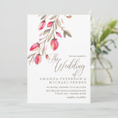 繊細な開花タイポグラフィ結婚素朴の垂直 招待状 (スタンド正面)