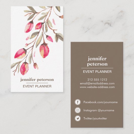 繊細な開花フローラ縦ソーシャルメディアのアイコン 名刺 (正面/裏面)