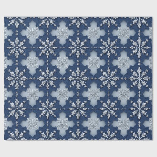 繊細な雪の結晶模様 ラッピングペーパー (フラット)