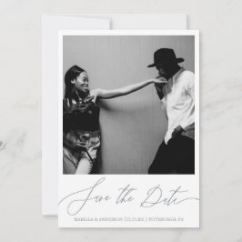 繊細な青いフローラ書道写真 セーブザデート