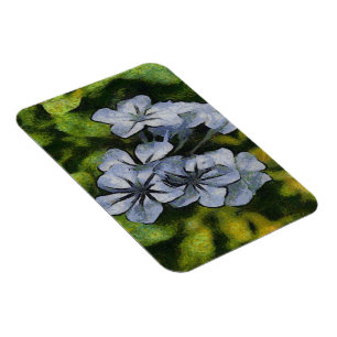繊細な青いプラムバゴ絵画の花 マグネット