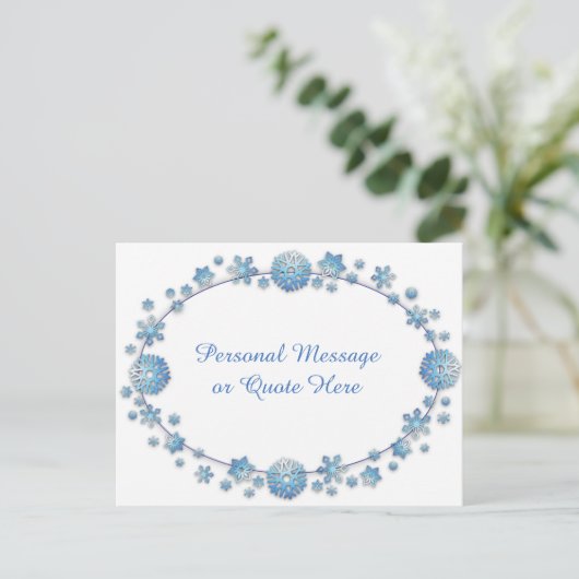 繊細な青い星のメッセージカード(個人メッセージまたは引用文付き) ポストカード (スタンド正面)