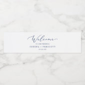 繊細な青い書道結婚の歓迎 ペットボトルラベル (シングルラベル)