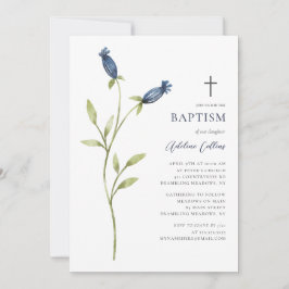 繊細な青い水色のバプテスマ 招待状