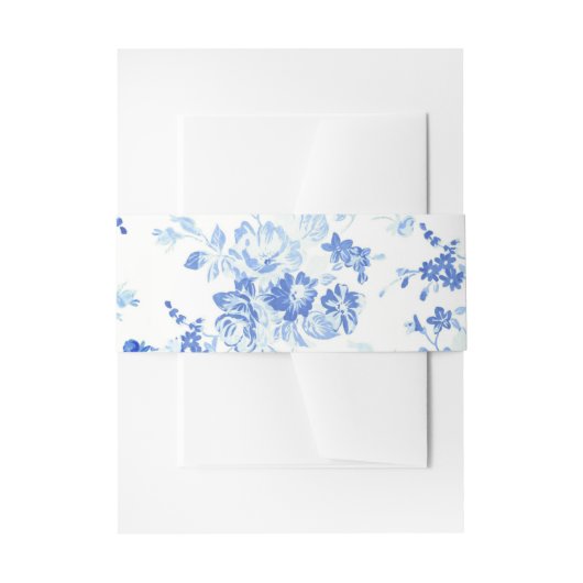 繊細な青い結婚花 招待状ベリーバンド (正面例)