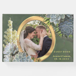 繊細な青い色合いの南アフリカの多肉植物のウェディング ゲストブック