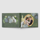 繊細な青い色合いの南アフリカの多肉植物のウェディング ゲストブック (全面)