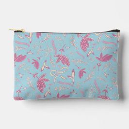 繊細な青い花と弓 アクセサリーポーチ