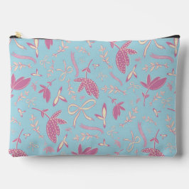 繊細な青い花と弓 アクセサリーポーチ