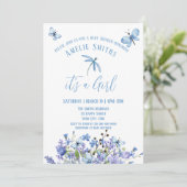 繊細な青い花と蝶の招待状 招待状 (スタンド正面)