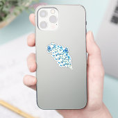繊細な青い花と蝶 シール (スマートフォン)