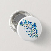 繊細な青い花と蝶 缶バッジ (正面&裏面)