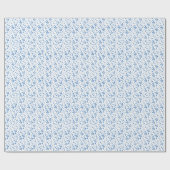 繊細な青い花のギフト包装紙 ラッピングペーパー (フラット)